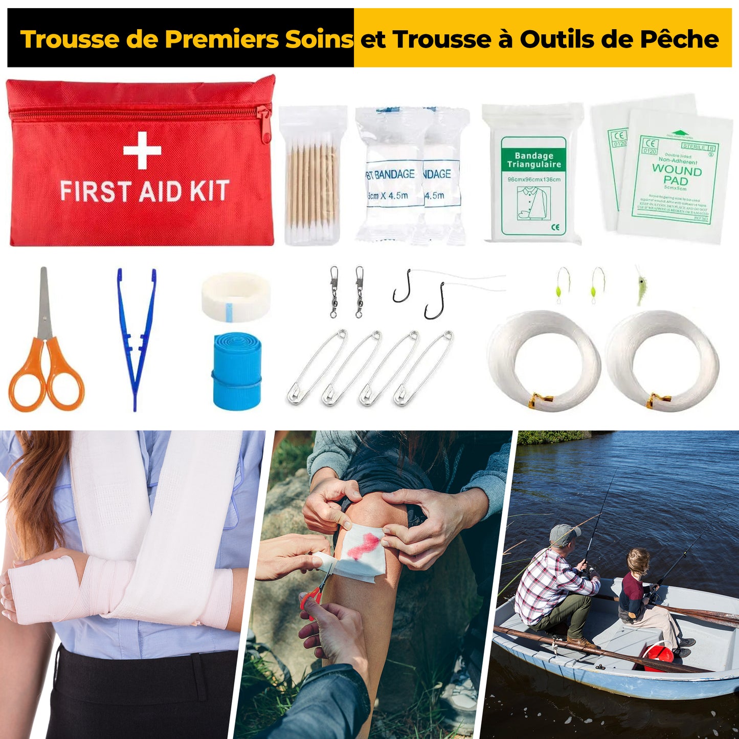 Kit de Survie Ultime Complet 153 en 1 avec le drapeau de France