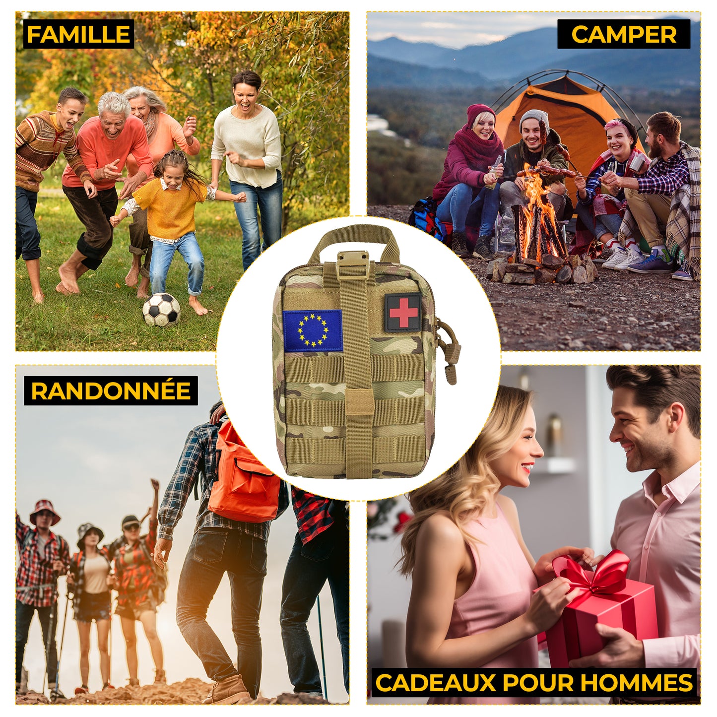 Kit de Survie Ultime Complet 153 en 1 avec le drapeau d'Europe