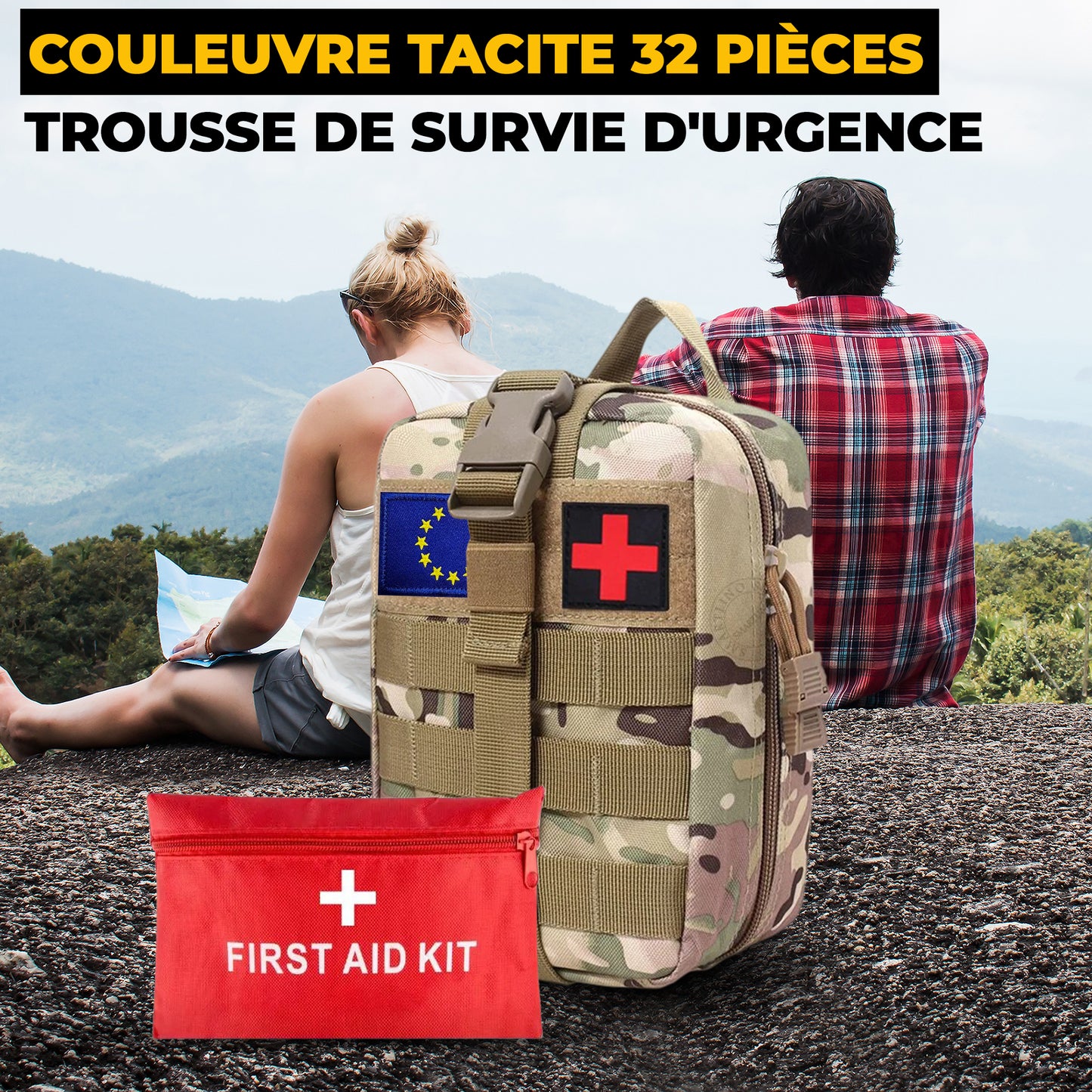 Kit de Survie Ultime Complet 153 en 1 avec le drapeau d'Europe
